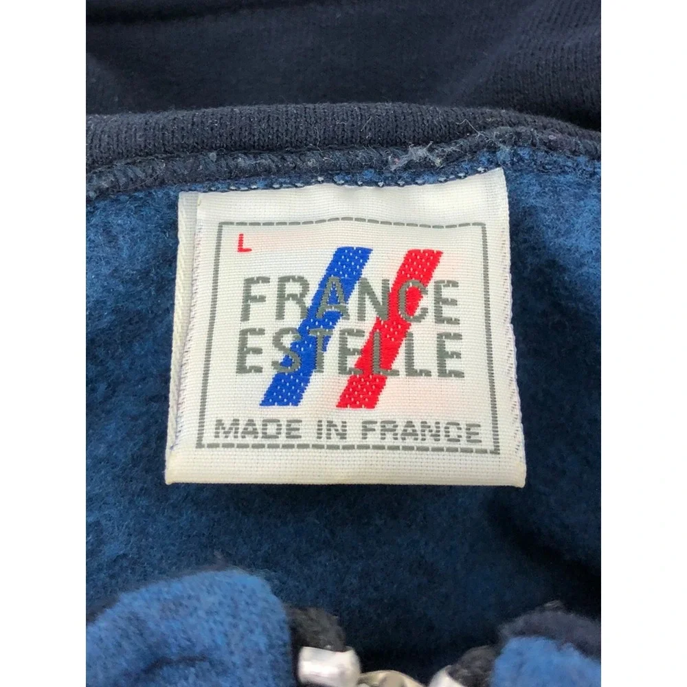 Paris France Mens Large Sweatshirt Vintage 1/4 Zip Eiffel Blue Made In France